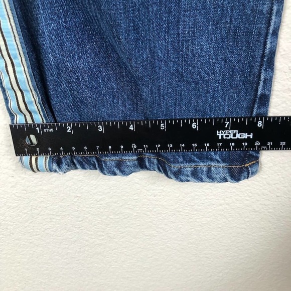 YUMI Mazao Jeans Womens 44 Blue Medium Wash Contrast Racer Stripe Flared New - Picture 15 of 16